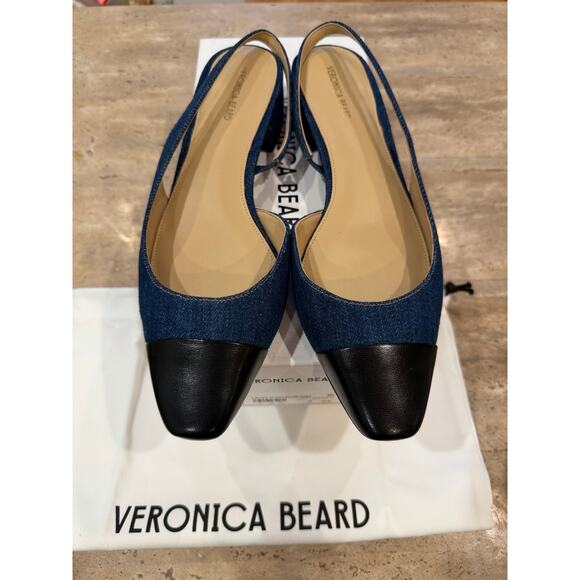 NEW Veronica Beard Cecile Dark Denim Cap-Toe Slingback size 9 - Picture 3 of 8